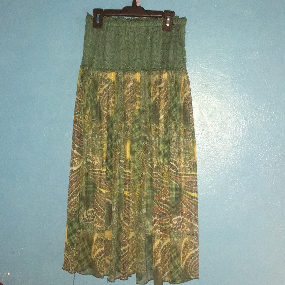Green Multicolored Skirt
